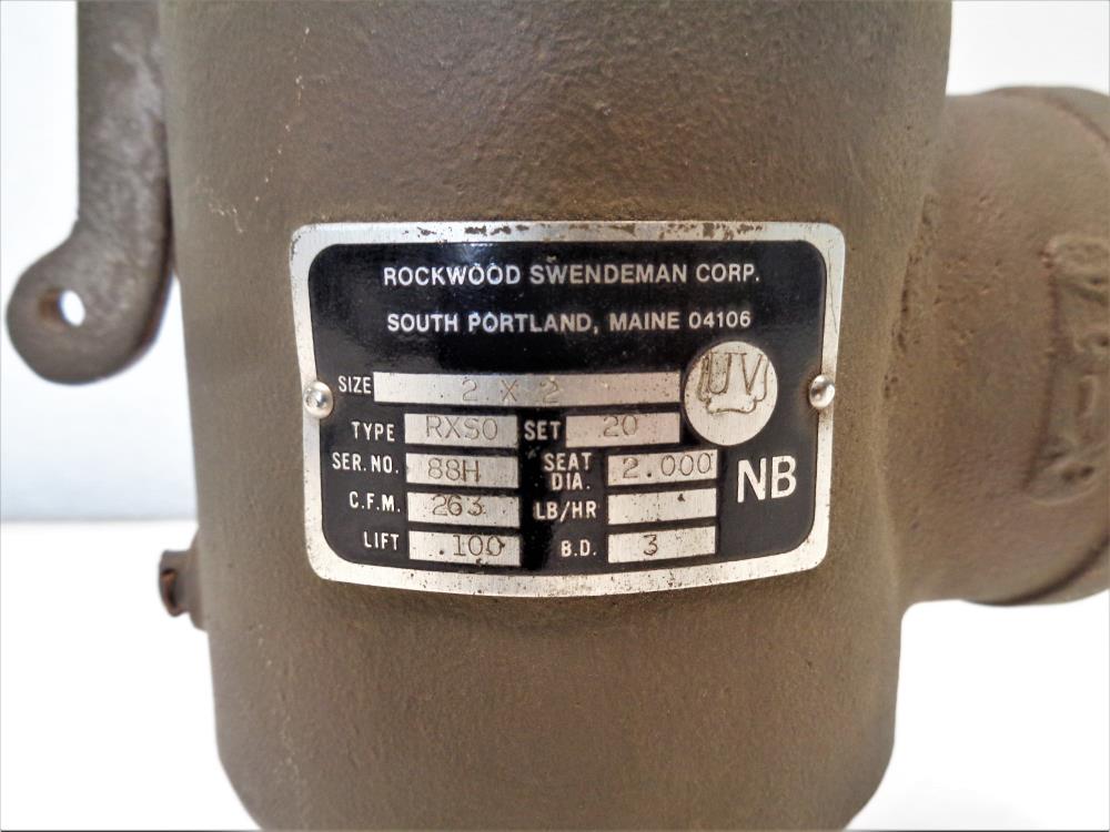 Rockwood Swendeman 2" x 2" NPT Safety Relief Valve, Bronze, #RXS0